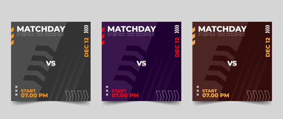 Set of sport match social media vector template