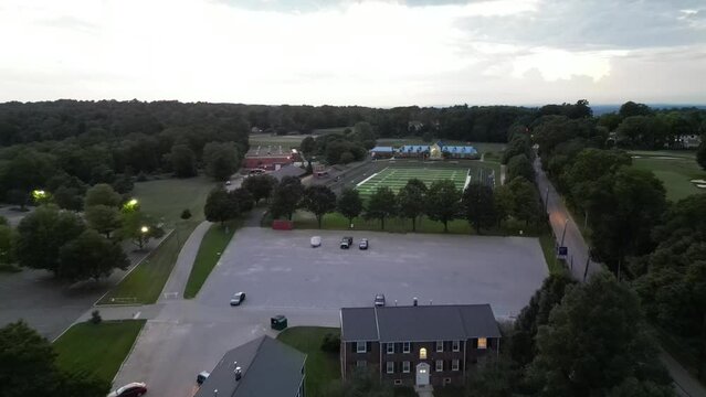 Aerial Evening Shot of Valley Forge Military Academy Football Field