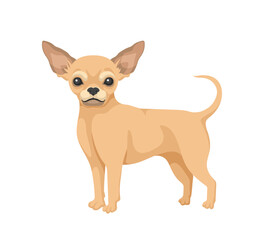 Cute dog concept. Adorable breed of pet and domestic animal. Cute beige puppy. Sticker for social networks and messengers. Cartoon flat vector illustration isolated on white background
