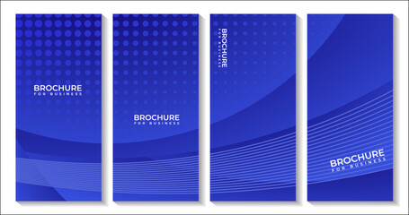 set of brochures with abstract modern blue wave gradient background