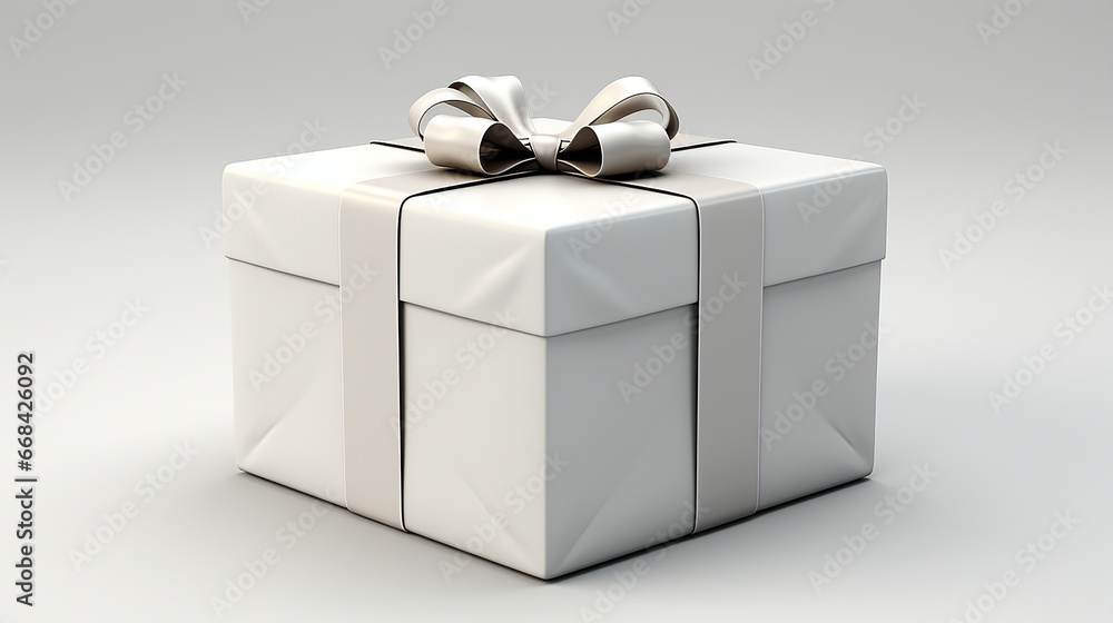 Wall mural a white gift box with red ribbon made with generative ai