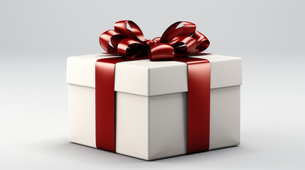 a white gift box with red ribbon made with generative AI