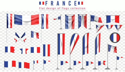 France flags set, flat design of flags Collection
