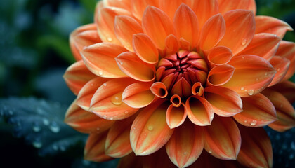 Freshness of nature beauty in a close up of a dahlia generated by AI