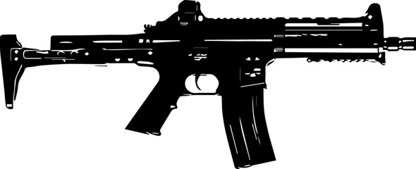 Automatic rifle Firearm weapon Isolated set vector silhouette. - obrazy, fototapety, plakaty