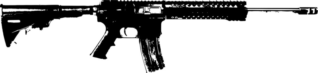 Automatic rifle Firearm weapon Isolated set vector silhouette. - obrazy, fototapety, plakaty