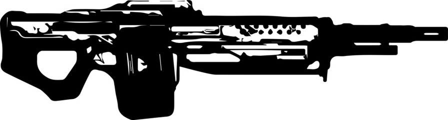 Automatic rifle Firearm weapon Isolated set vector silhouette.