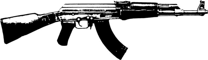 Automatic rifle Firearm weapon Isolated set vector silhouette.