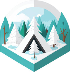 forest tree mountain landscape logo icon emblem environment 