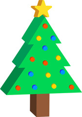 3d illustration of Christmas tree, Holiday element.