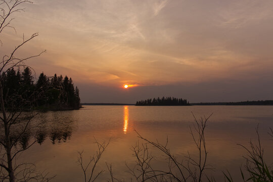 Colorful Sunset at Elk Island National Park