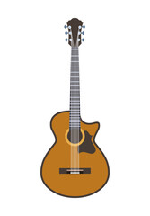 Obraz premium Various guitar sticker. Acoustic musical instrument for guitarists. Creativity and music. Sticker for social networks and messengers. Cartoon flat vector illustration isolated on white background