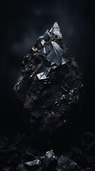 Beauty and Contrast  Diamond Glistening Amidst a Backdrop of Raw Black Coal