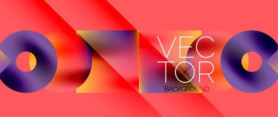 Obraz premium Squares and circles design. Fluid color gradients with metallic effects. Serene synergy of shapes, merging squares and circles into harmonious, captivating design