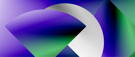 Circles and round shapes with gradients. Minimal abstract background, round geometric shapes, clean and structured design