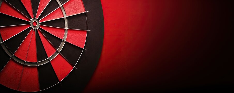 Black red dart on dark background, business banner copy space background