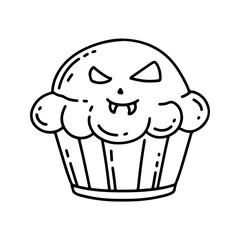 Cupcake Line Style in Design Icon