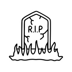 Gravestone Line Style in Design Icon