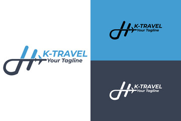 Alfa Travel logo and letter h. Aviation agency design. Vector illustration
