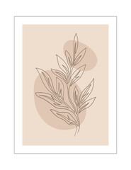 Fototapeta na wymiar Line flower poster. Minimalistic creativity and art. Bloom and blossom plant. Beauty, aesthetics and elegance. Template and layout. Linear flat vector illustration isolated on white background