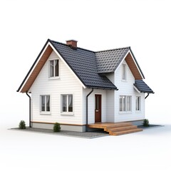 House isolated on white background 3D illustration, Ai Generated