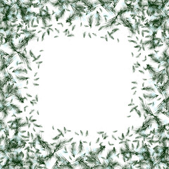 winter frame of leaves, christmas border with snow clipart.  