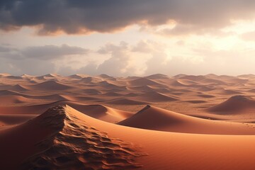 Fototapeta na wymiar Vast desert landscape with swirling sand dunes.