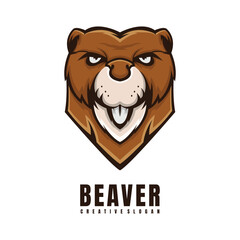 Illustration Head Beaver Mascot Logo