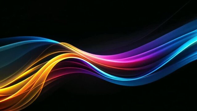 Animation data technology abstract futuristic orange and blue wave background.