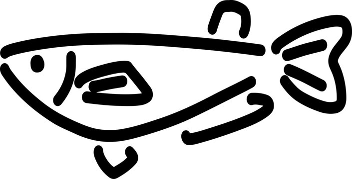 recommend clip art: ゆるいメダカの線画のイラスト
