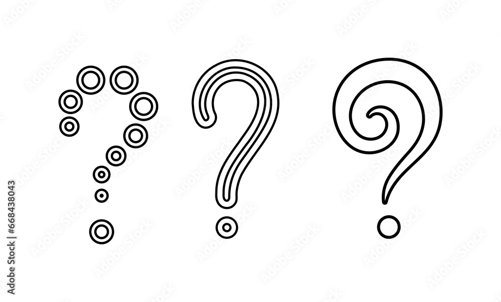 Poster question marks line set. frequently asked questions. feedback and information, knowledge. graphic el