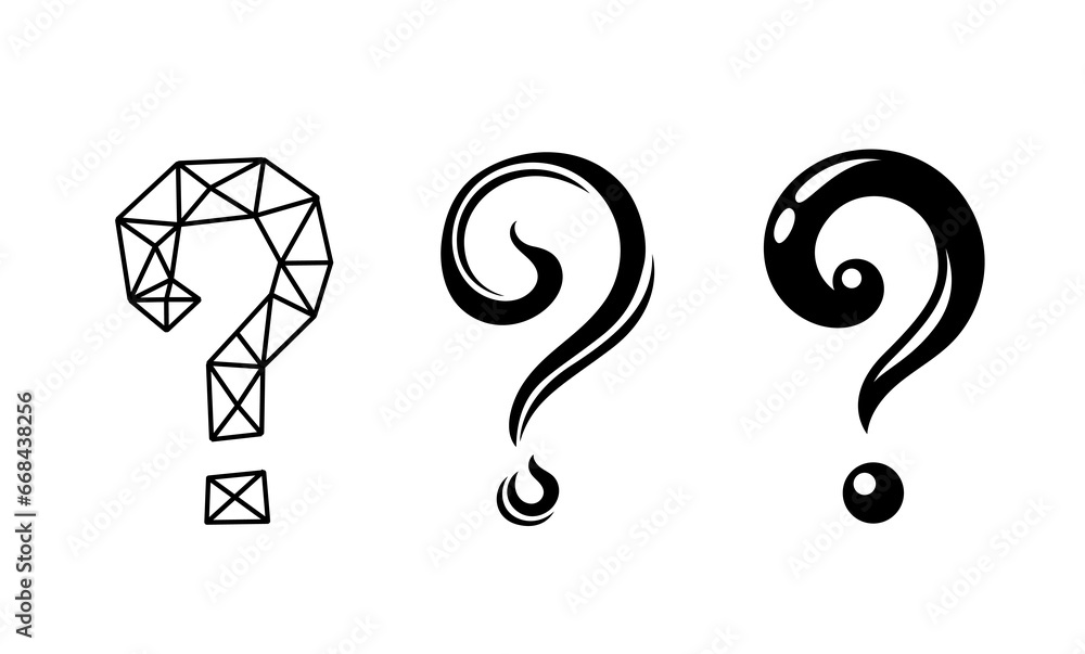 Poster question marks line set. frequently asked questions. feedback and information. stickers for social n