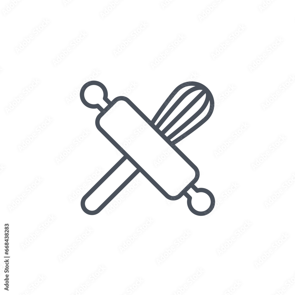 Poster vector sign of the rolling pin whisk symbol isolated on a white background. icon color editable.