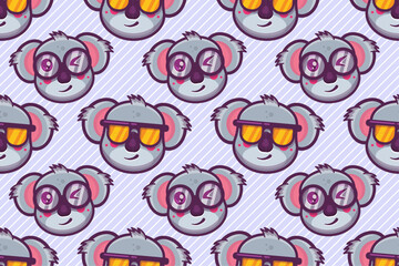 cute koala animal character seamless pattern vector illustration 