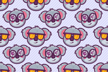 cute koala animal character seamless pattern vector illustration 