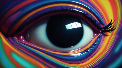 eye with colorful ceramic waves