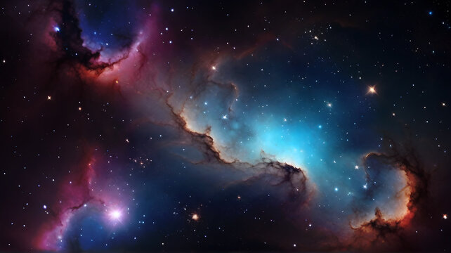 Starry night magic in Nebula and Galaxy.  Universe science astronomy suitable for background and wallpaper.