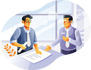 Business meeting with two businessmen illustration