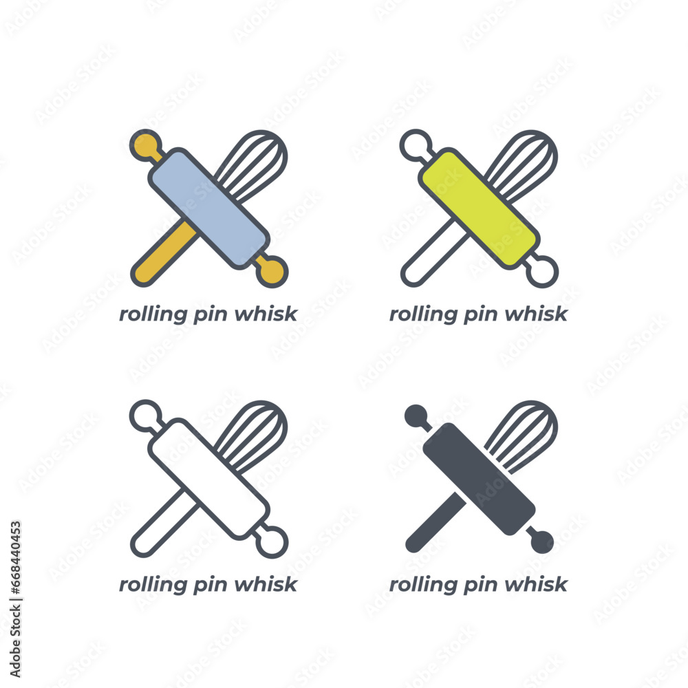Poster vector sign of the rolling pin whisk symbol isolated on a white background. icon color editable.