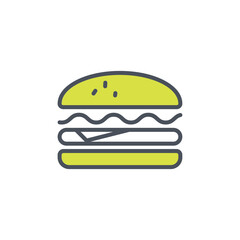 Vector sign of the burger symbol isolated on a white background. icon color editable.