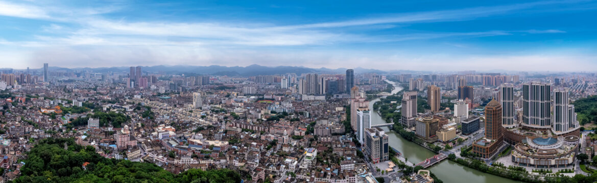 Aerial photography of modern architectural landscape skyline in Zhongshan City, China