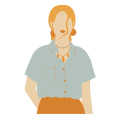 Fototapeta premium Woman With Buns In Grey Shirt | Fashion Silhouette