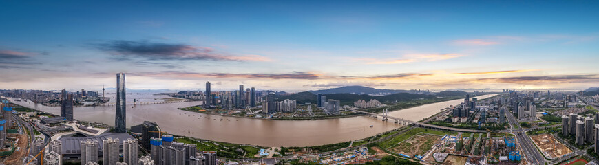 Fototapeta premium Aerial photography of modern architectural landscape skyline in Zhuhai, China