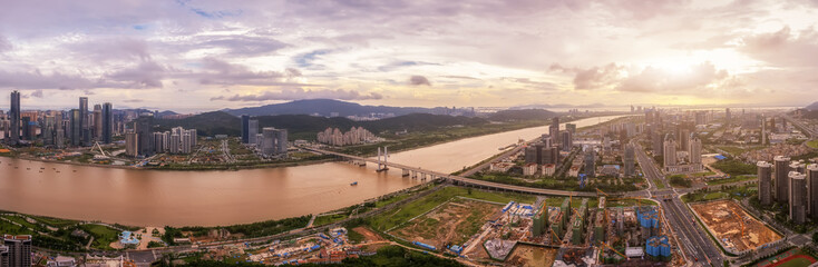 Aerial photography of modern architectural landscape skyline in Zhuhai, China