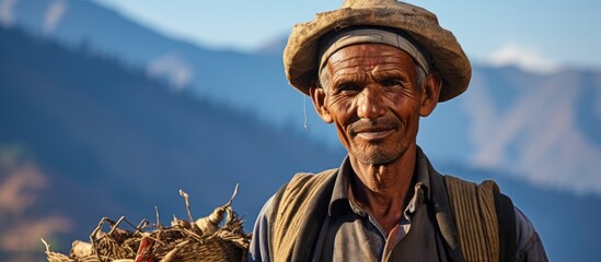 Nepalese wearing hays in western Nepal - Powered by Adobe