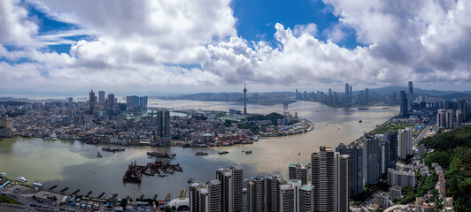 Obraz premium Aerial photography of modern architectural landscape skyline in Zhuhai, China