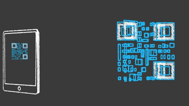 QR code and phone animation in grey background