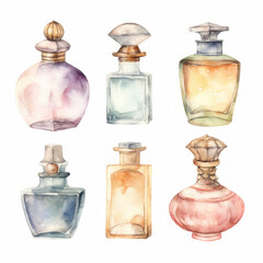 Watercolor Perfume Illustrations Set - Perfect for Logo, Branding, and T-Shirt Design