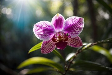 Exotic Orchids in the Jungle with Mystical Bokeh Effect