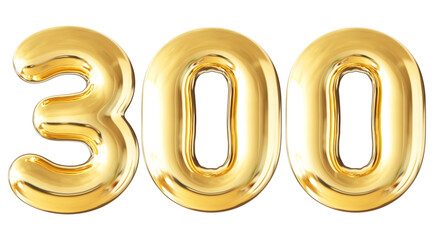 300 Follower Bubble Number Gold 3d Render